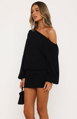 City Glow Off Shoulder Mini Dress Black