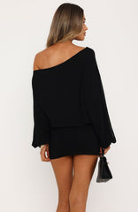City Glow Off Shoulder Mini Dress Black