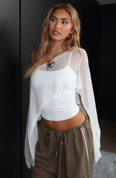 Beach Therapy Knit Poncho Top Cream