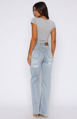 Alana High Waisted Straight Leg Jeans Light Blue Wash