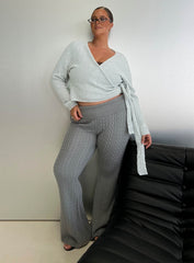 Baleigh Cable Knit Foldover Pants Grey Curve