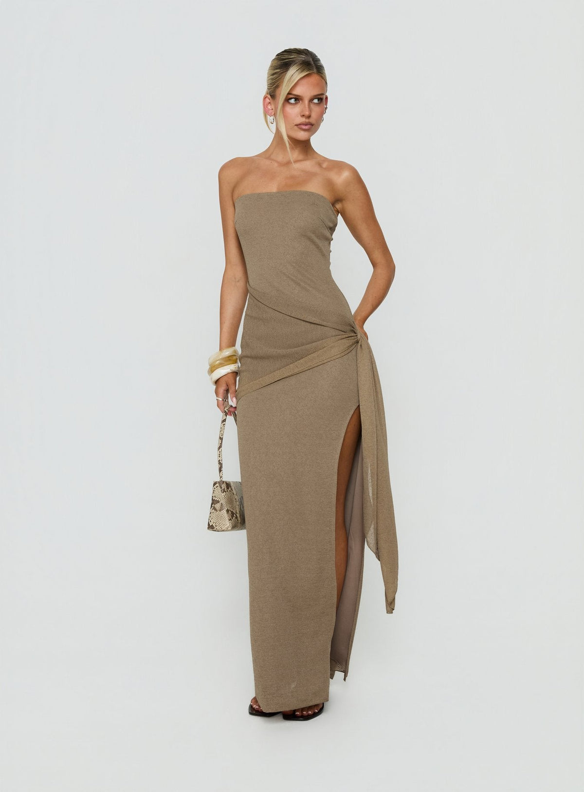 Analeah Strapless Maxi Dress Brown