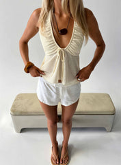 Billboards Floaty Halter Top Yellow