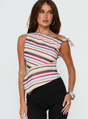 Ambrozia Asymmetrical Top Multi Stripe