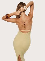 Be The One Beaded Low Back Maxi Dress Sage Green