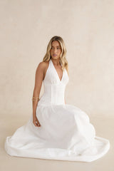Seaside Gleam Halter Maxi Dress White