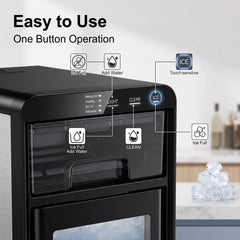 Portable Nugget Ice Maker – Compact Countertop Ice Maker Producing Soft Chewable Ice for Home & Events