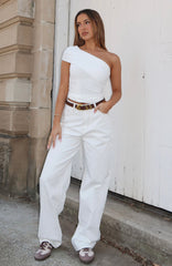 Bring The Style High Rise Wide Leg Jeans Off White