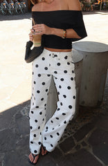 Bring The Style Low Rise Wide Leg Jeans Polka Dot
