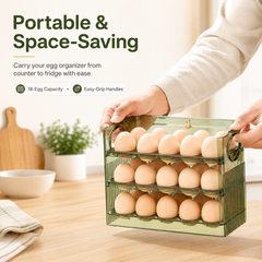 3-Tier Space-Saving Refrigerator Egg Organizer with Date Tracker