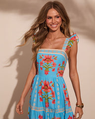 Tropical Reverie Tiered Floral Midi Dress
