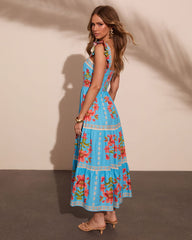 Tropical Reverie Tiered Floral Midi Dress