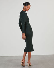 Thankful Soul Ribbed Mock Neck Midi Dress