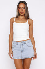About A Girl Mid Rise Denim Mini Skirt Mid Blue