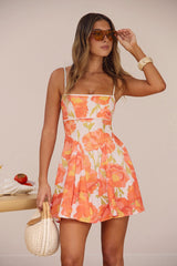 Peony Bright Mini Dress Orange