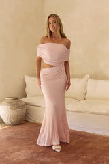 Gracious Glow Off Shoulder Maxi Dress Pink