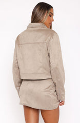 Born In The USA Faux Suede Jacket Beige