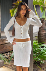 Anouk Long Sleeve Knit Top Off White