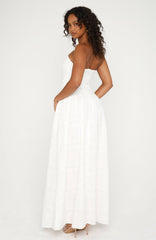 Bittersweet Babe Strapless Broderie Maxi Dress White